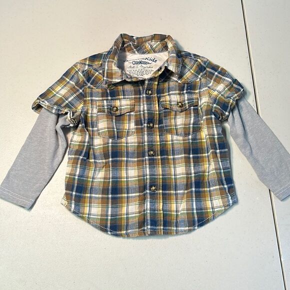 👕3t Oshkosh plaid shirt with snap buttons - Picture 1 of 1